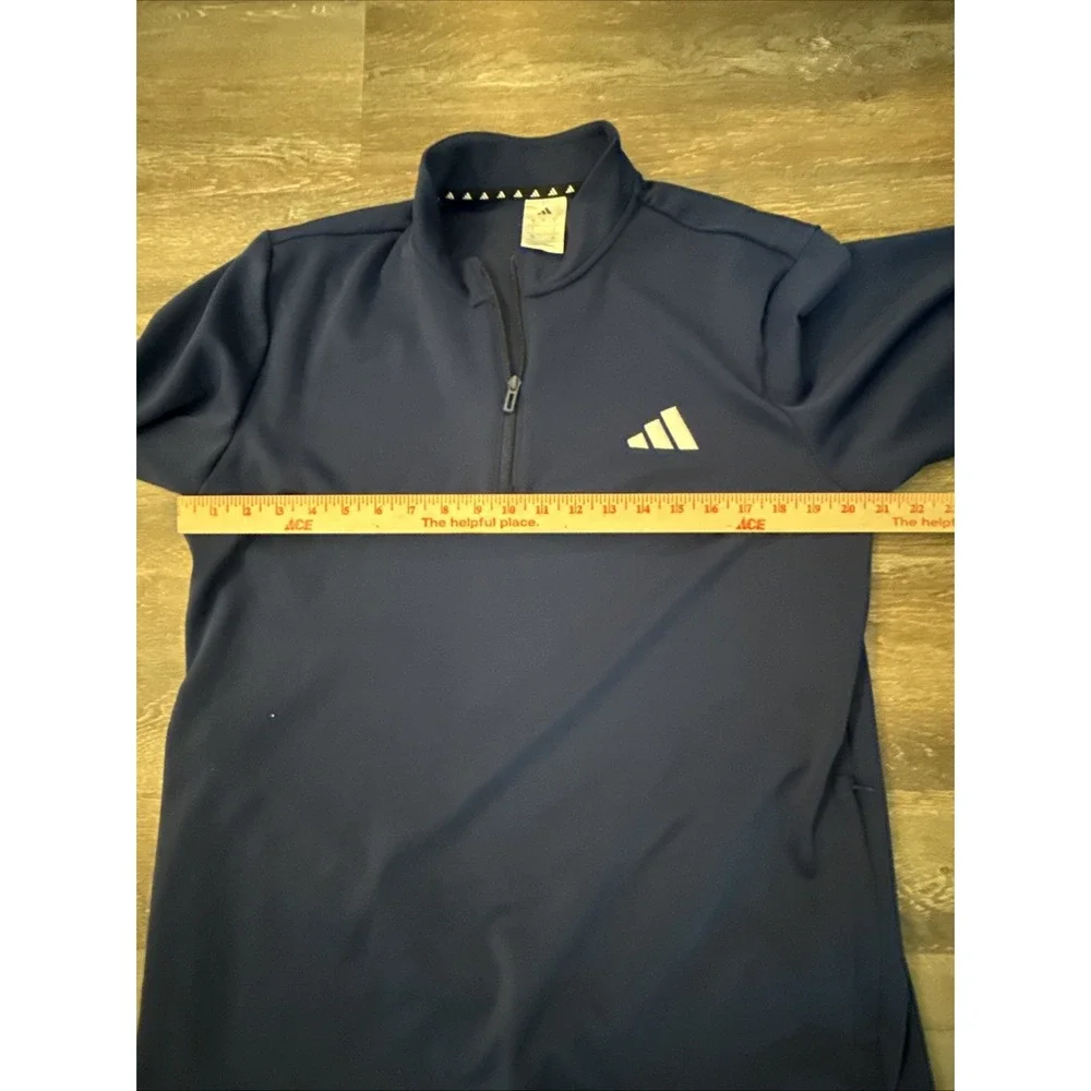 Adidas Men's Large Navy Qtr Zip Pullover Athletic Training Golf Jacket